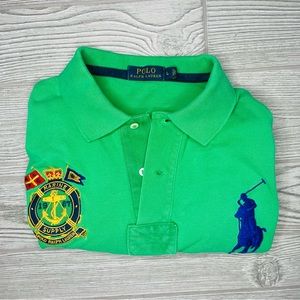 Men's Ralph Lauren CLASSIC FIT Marine Nautical Crest BIG PONY Rugby Polo Shirt l